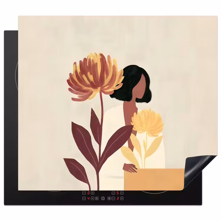 Inductie beschermer - Vrouw - Minimalistisch - Bloem — 1