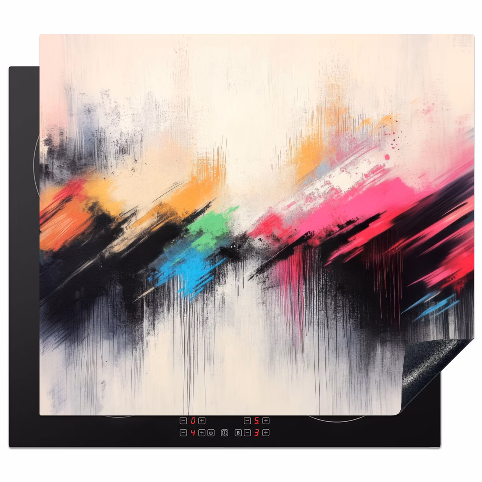 Inductie beschermer - Dynamisch - Abstract - Kleurrijk - Zwart — 1