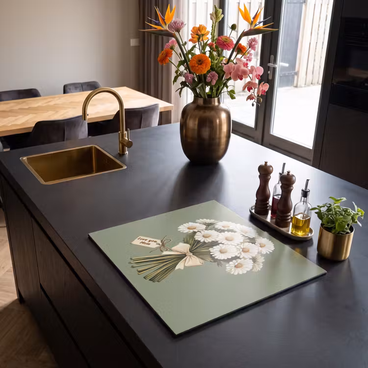 Inductie beschermer - Lint - Boeket - Groen - Quote — 2