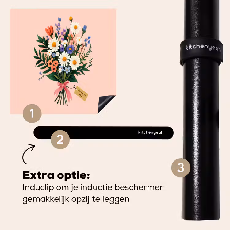 Inductie beschermer - Margrieten - Boeket - Strikje - Roze — 8