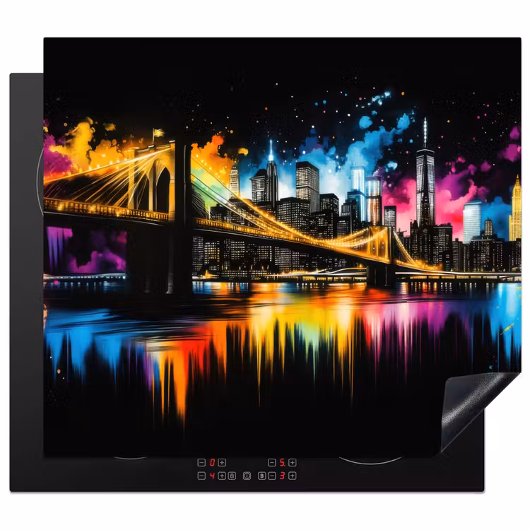 Inductie beschermer - Skyline - Brug - Verlichting - Kleuren — 1