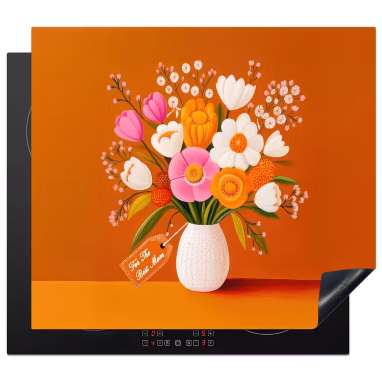 Inductie beschermer - Vaas - Bloemen - Oranje — 1