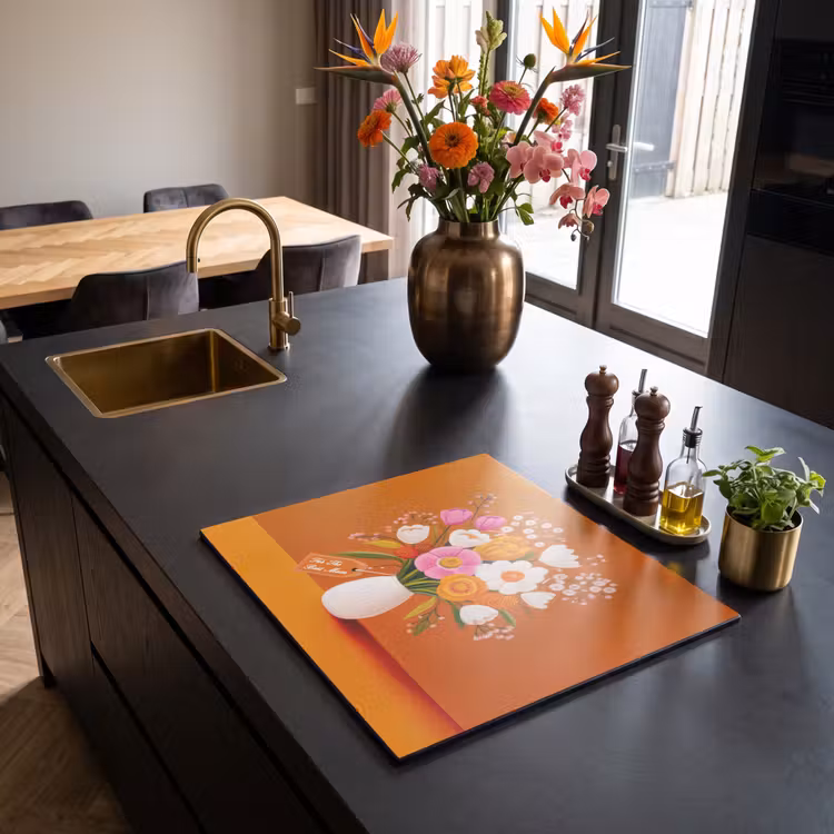 Inductie beschermer - Vaas - Bloemen - Oranje — 2