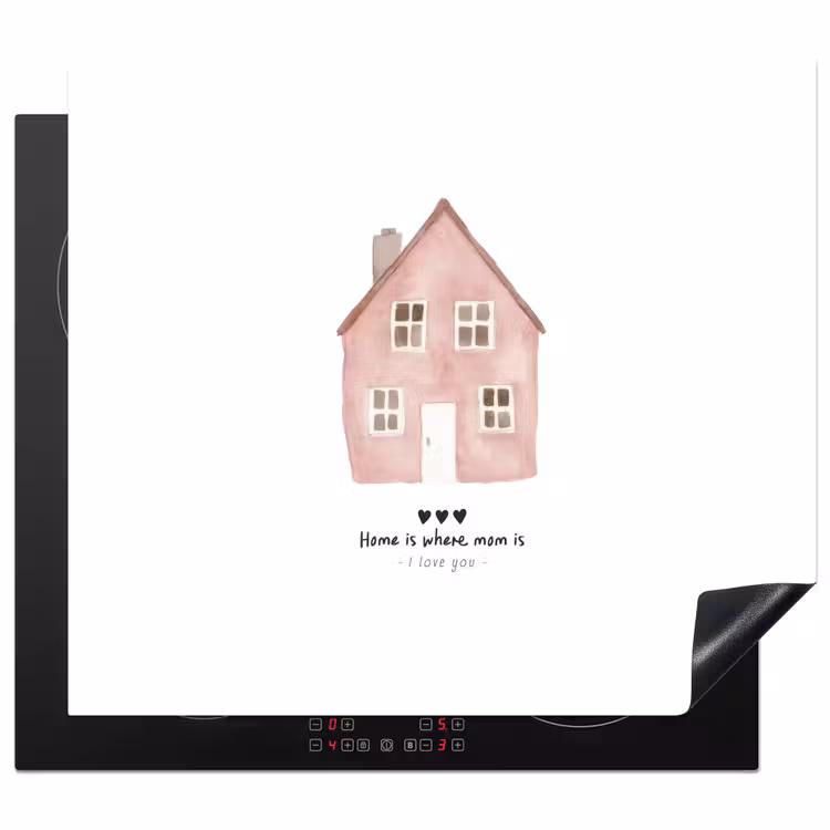Inductie beschermer - Huisje - Roze - Quote - Moeder — 1
