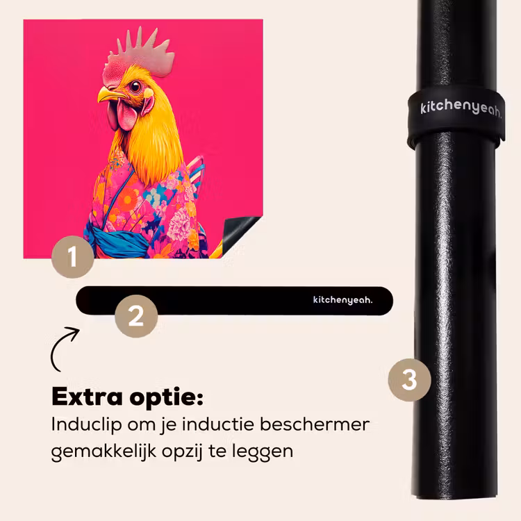 Inductie beschermer - Haan - Kleurrijk - Kimono - Roze — 8