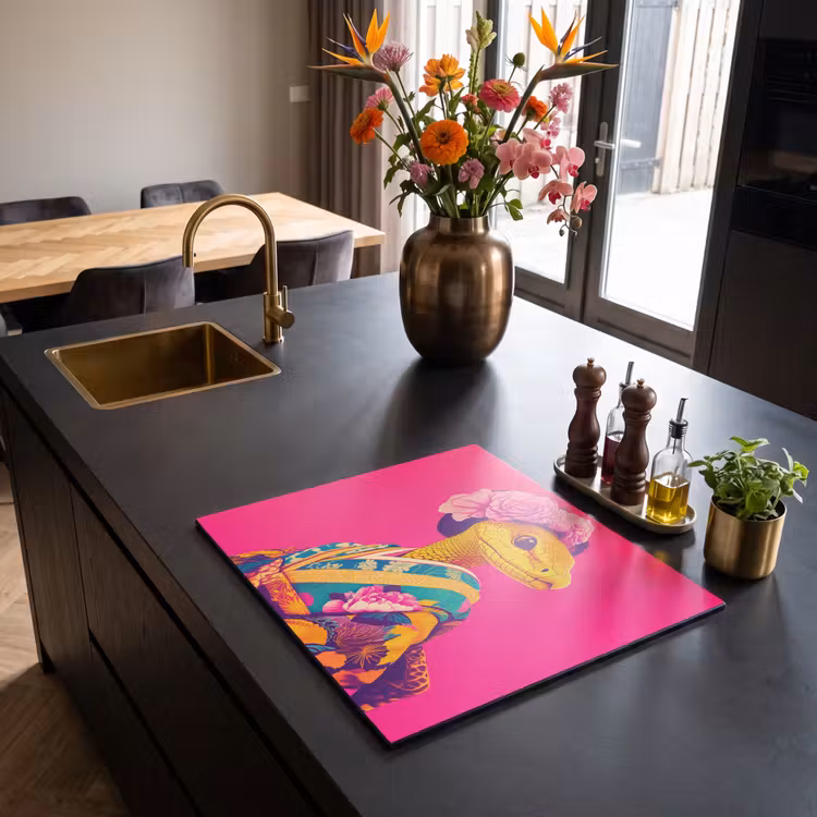 Inductie beschermer - Hagedis - Bloemen - Roze - Kimono — 2