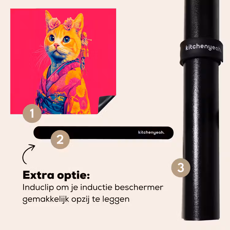 Inductie beschermer - Kat - Kimono - Bloemen - Roze — 8