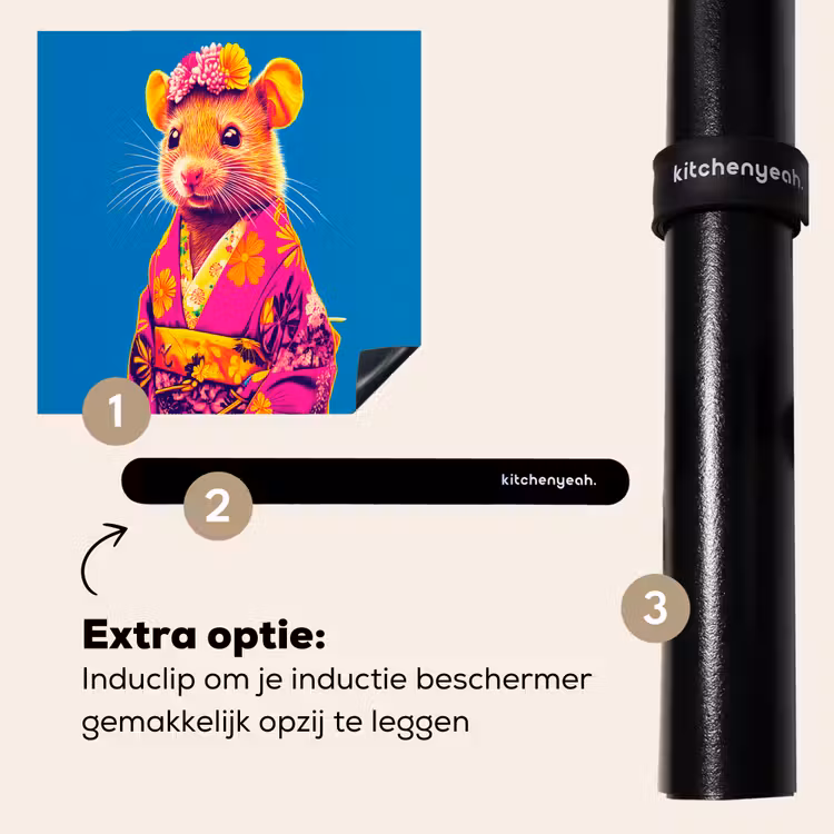 Inductie beschermer - Muis - Kimono - Bloemen - Blauw — 8