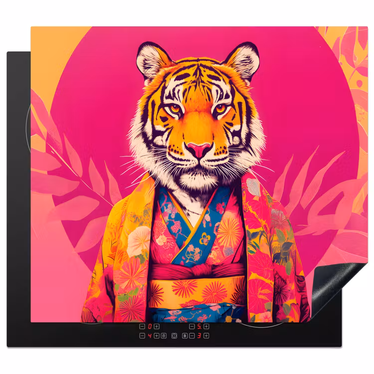 Inductie beschermer - Tijger - Kimono - Planten - Roze — 1