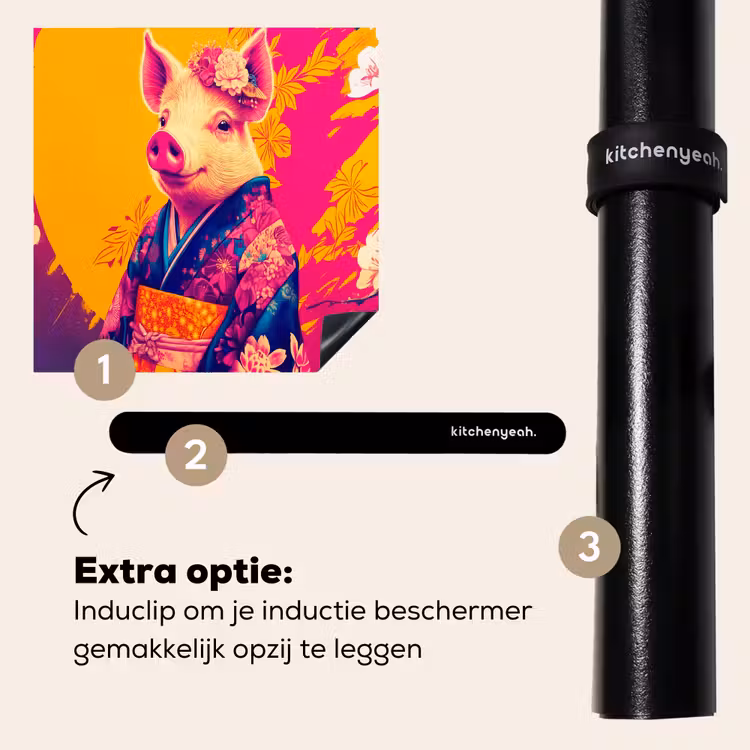 Inductie beschermer - Varken - Bloemkroon - Kimono - Abstract — 8