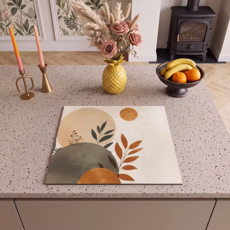 Inductie beschermer - Vormen - Rond - Bladeren - Beige — 3