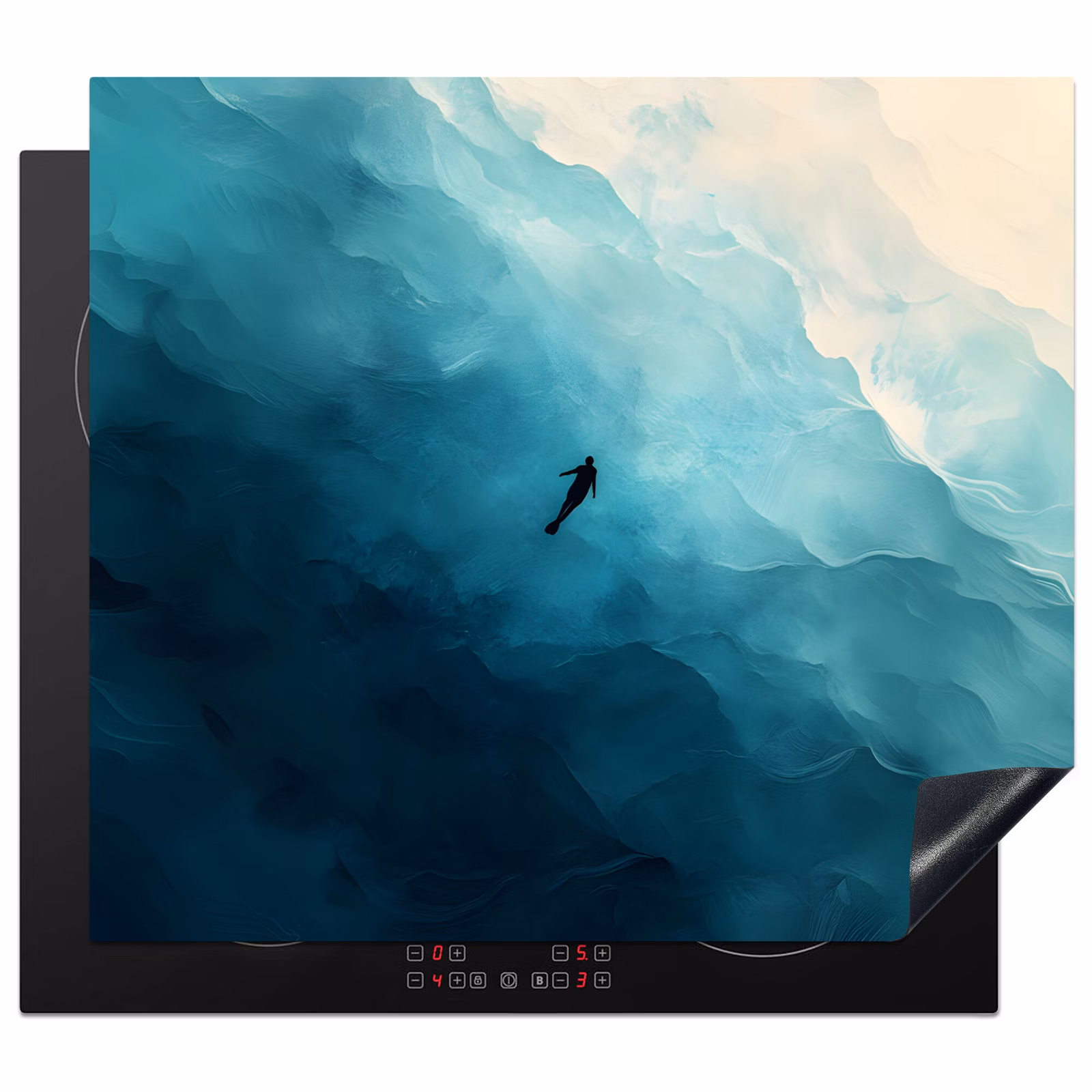 Inductie beschermer - Zee - Silhouet - Abstract - Blauw — 1
