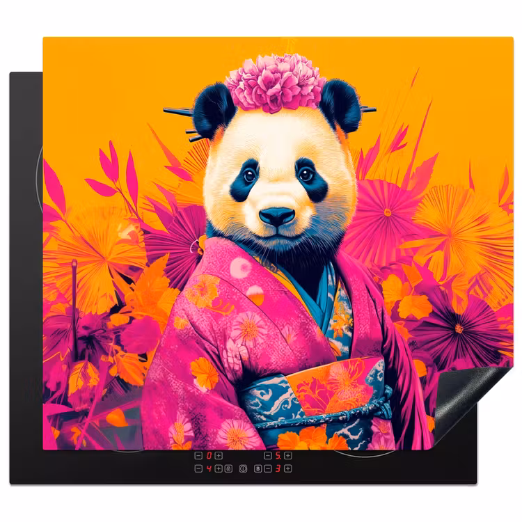 Inductie beschermer - Kimono - Roze - Panda - Bloemenkroon — 1