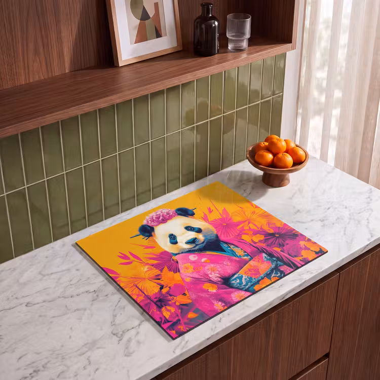 Inductie beschermer - Kimono - Roze - Panda - Bloemenkroon — 4
