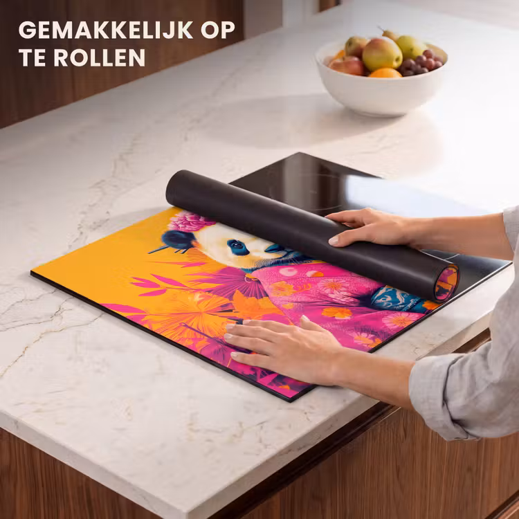 Inductie beschermer - Kimono - Roze - Panda - Bloemenkroon — 7