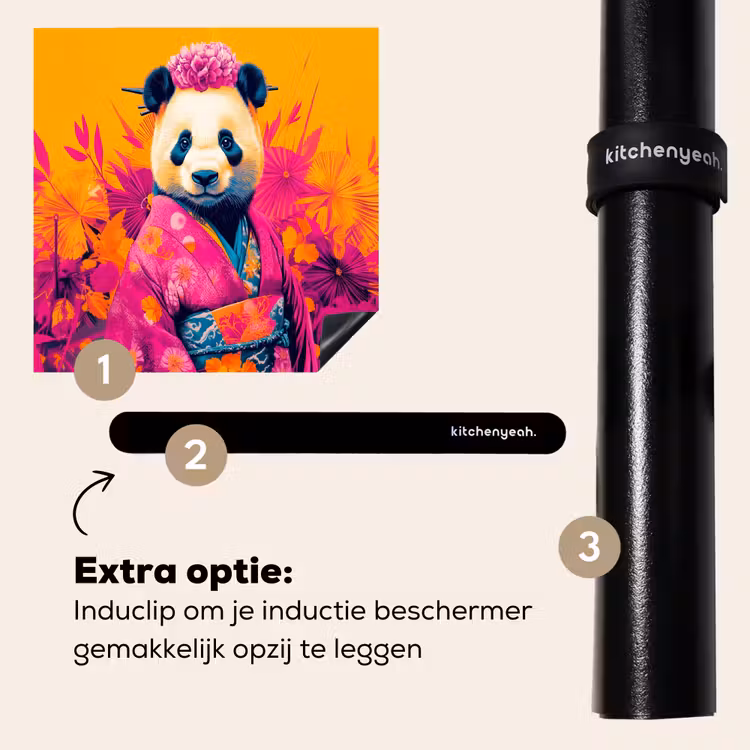 Inductie beschermer - Kimono - Roze - Panda - Bloemenkroon — 8