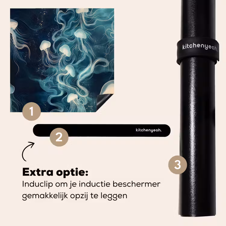 Inductie beschermer - Kwallen - Zee - Wit - Golven — 8