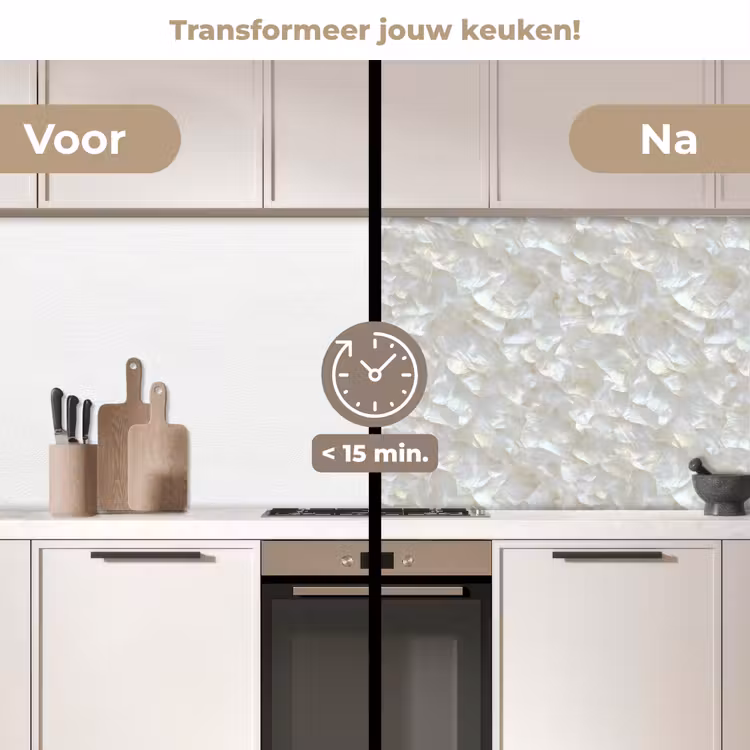 Keuken achterwand - Parelmoerglans - Wit - Schelp — 3