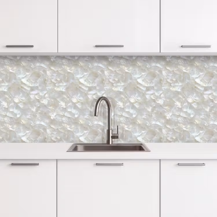 Keuken achterwand - Parelmoerglans - Wit - Schelp — 4