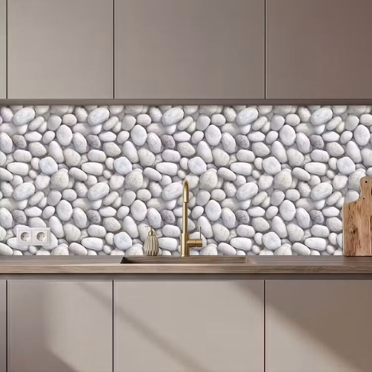 Keuken achterwand - Steentjes - Grijs - Ovaal — 1