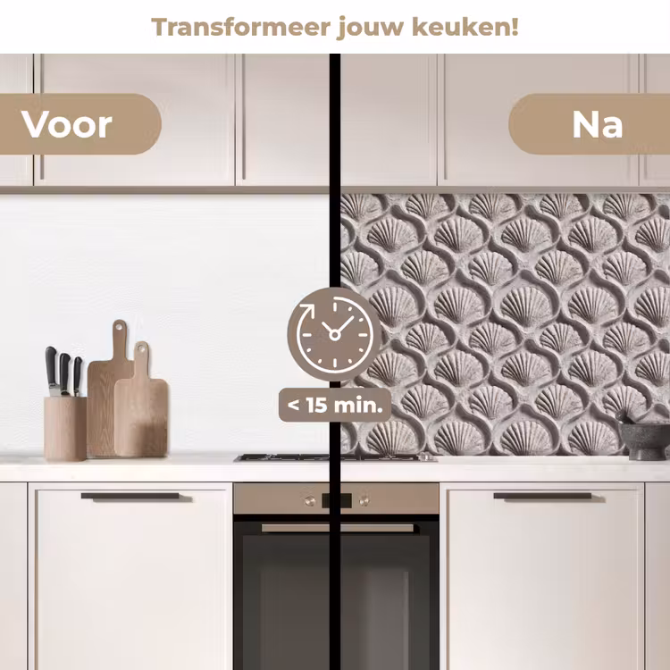 Keuken achterwand - Zand - Schelpenvorm - Grijs — 3