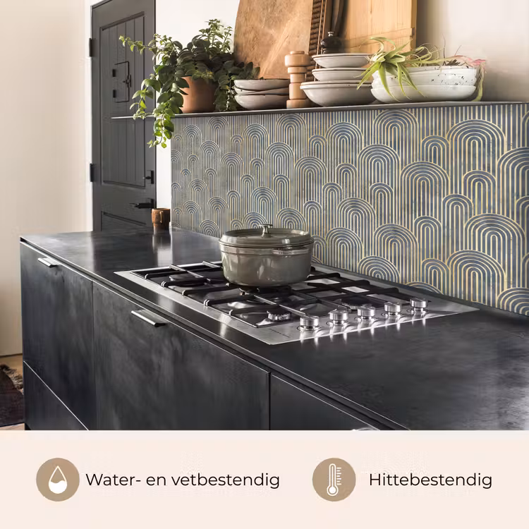 Keuken achterwand - Boog - Goud - Blauw — 5
