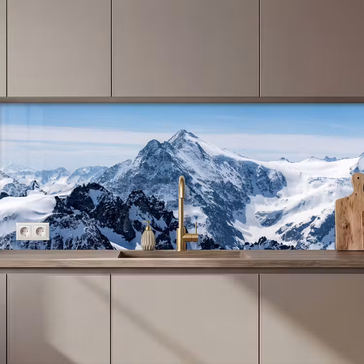 Keuken achterwand - Landschap - Bergen - Sneeuw - Wit — 1