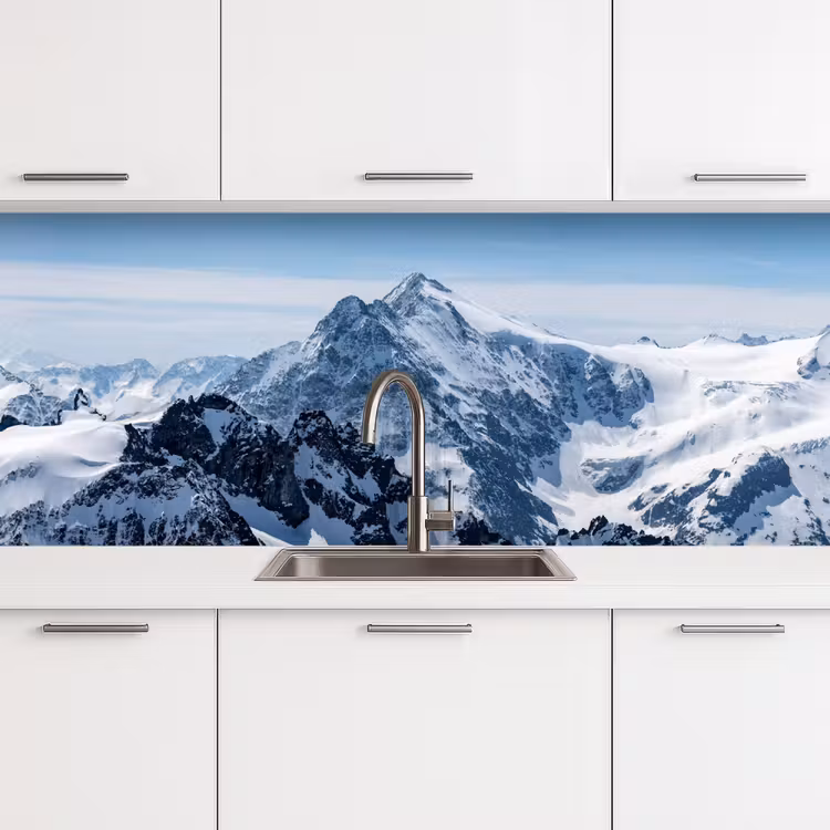 Keuken achterwand - Landschap - Bergen - Sneeuw - Wit — 4