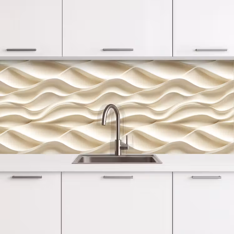 Keuken achterwand - Lijnen - Golvend - Crème — 4