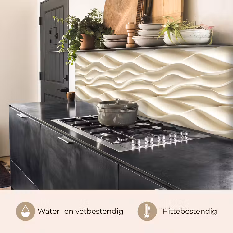 Keuken achterwand - Lijnen - Golvend - Crème — 5