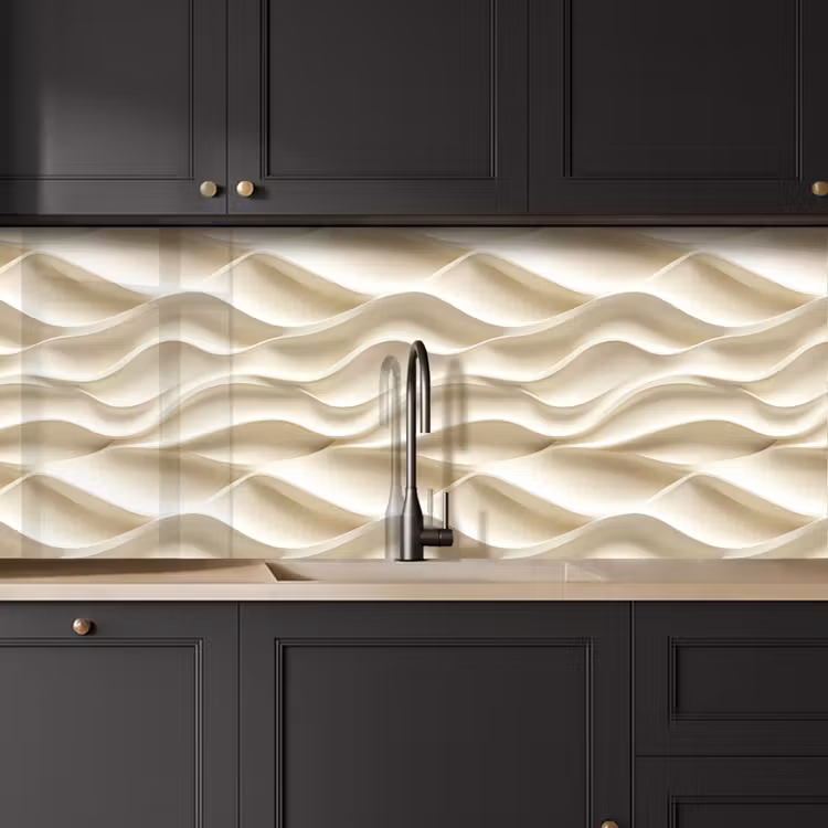 Keuken achterwand - Lijnen - Golvend - Crème — 6