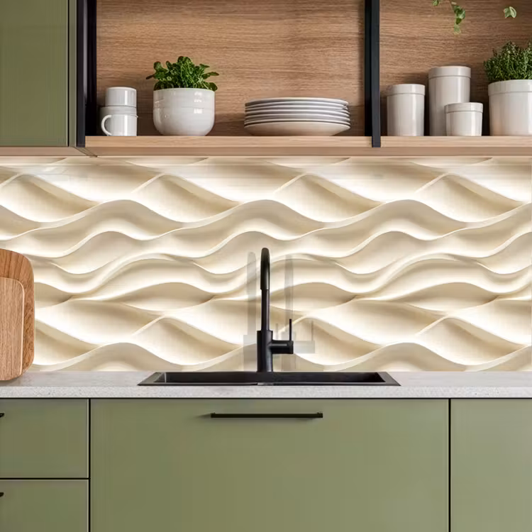 Keuken achterwand - Lijnen - Golvend - Crème — 7