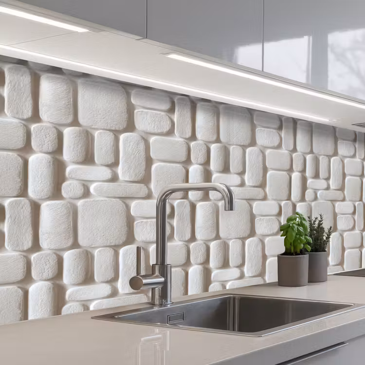 Keuken achterwand - Reliëf - Structuur - Wit — 2