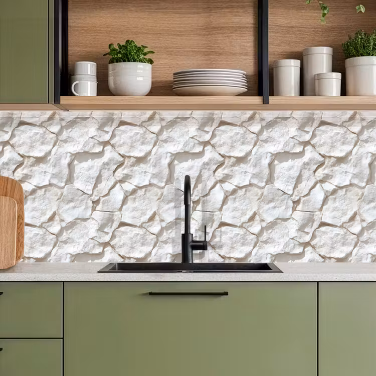 Keuken achterwand - Structuur - Rots - Wit — 7