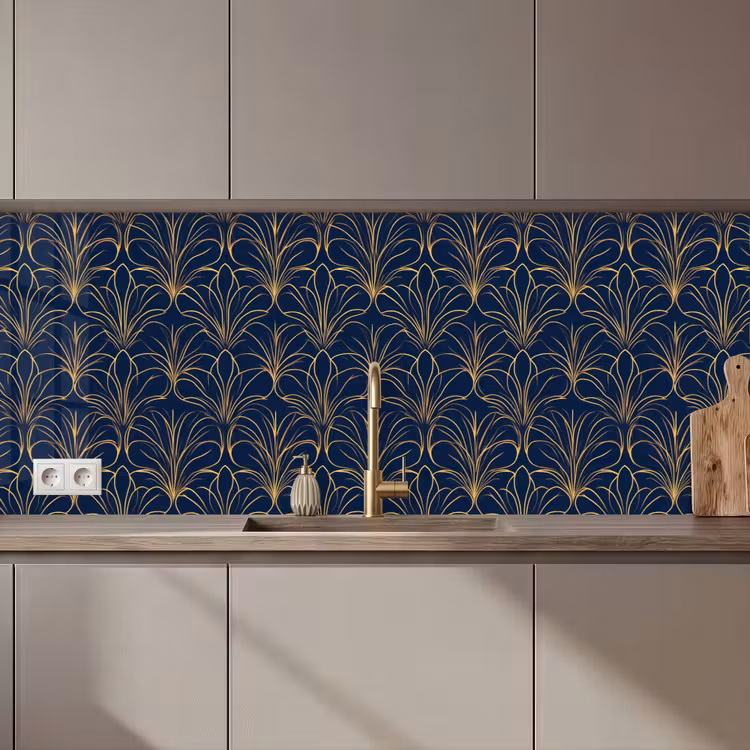 Keuken achterwand - Deco - Waaier - Blauw — 1