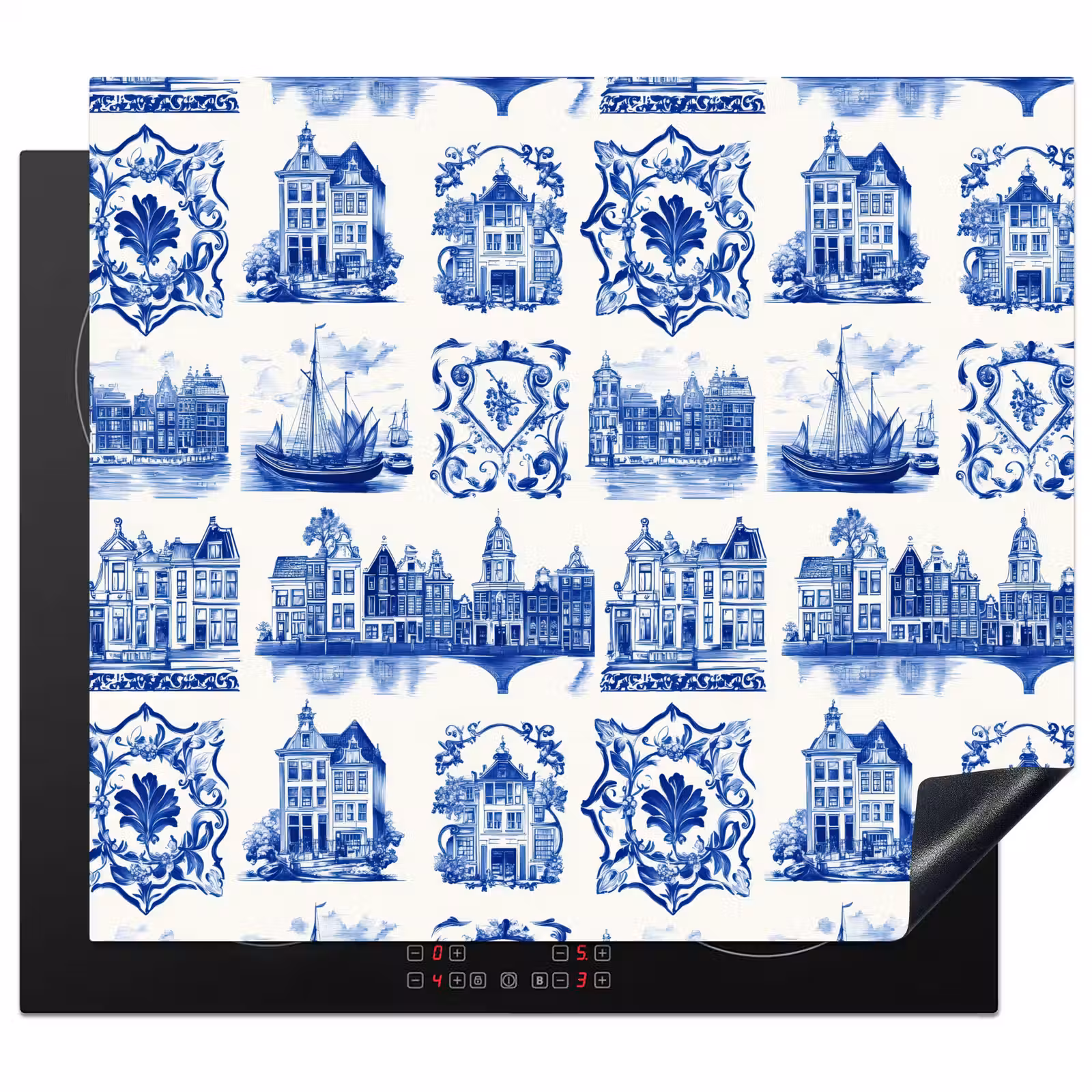 Inductie beschermer - Huizen - Schepen - Blauw — 1