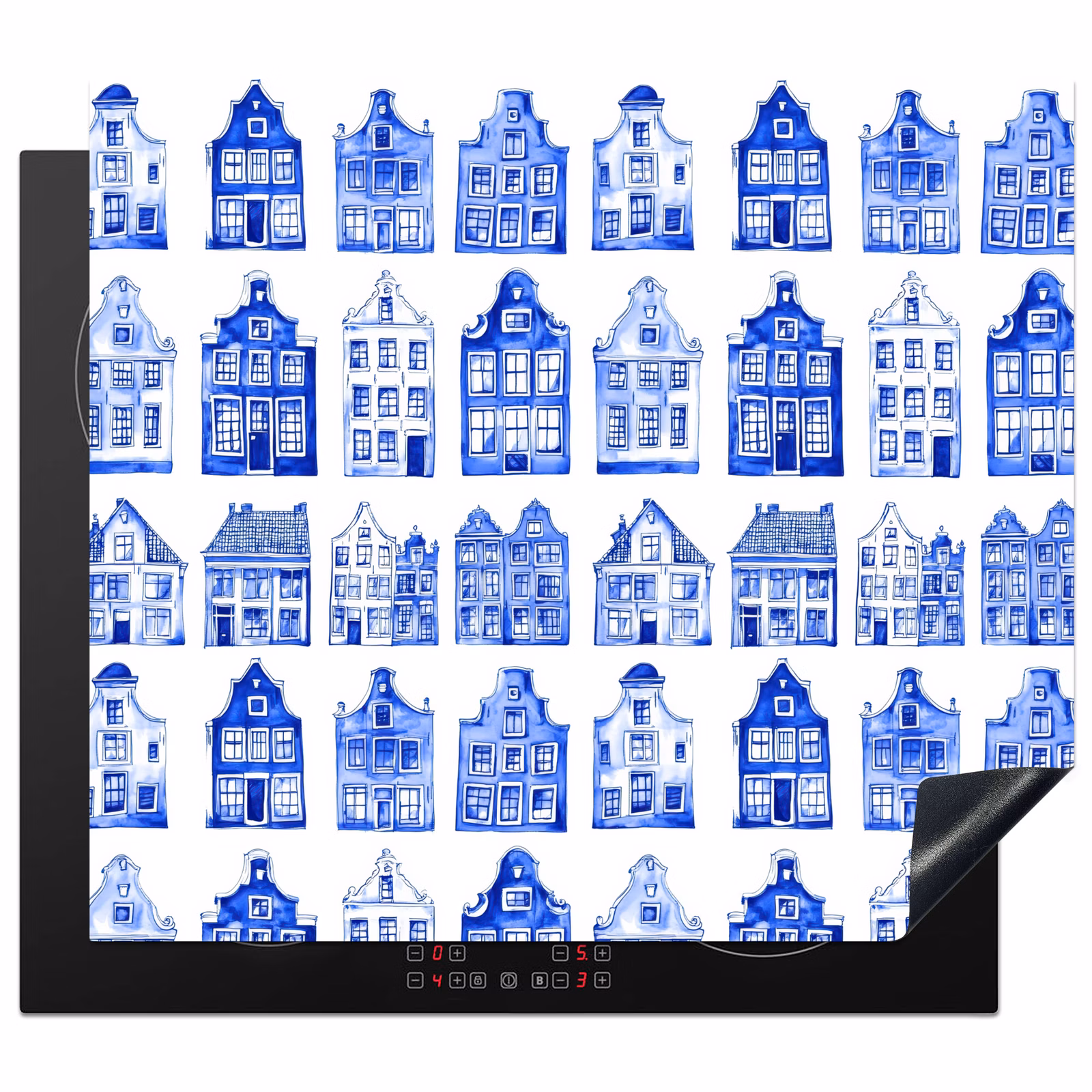 Inductie beschermer - Patroon - Huizen - Blauw — 1