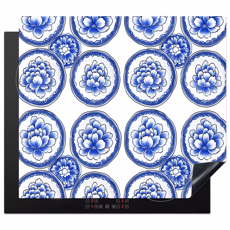 Inductie beschermer - Cirkels - Bloemen - Blauw — 1