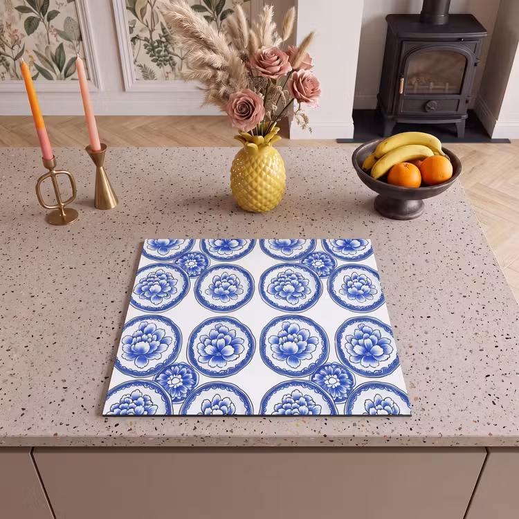 Inductie beschermer - Cirkels - Bloemen - Blauw — 3