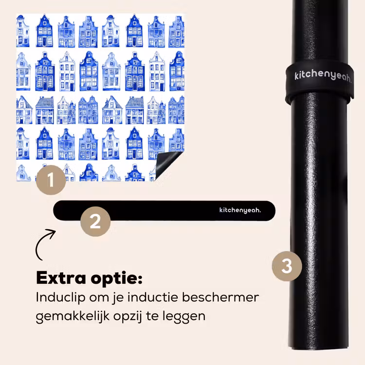 Inductie beschermer - Patroon - Huizen - Blauw — 8