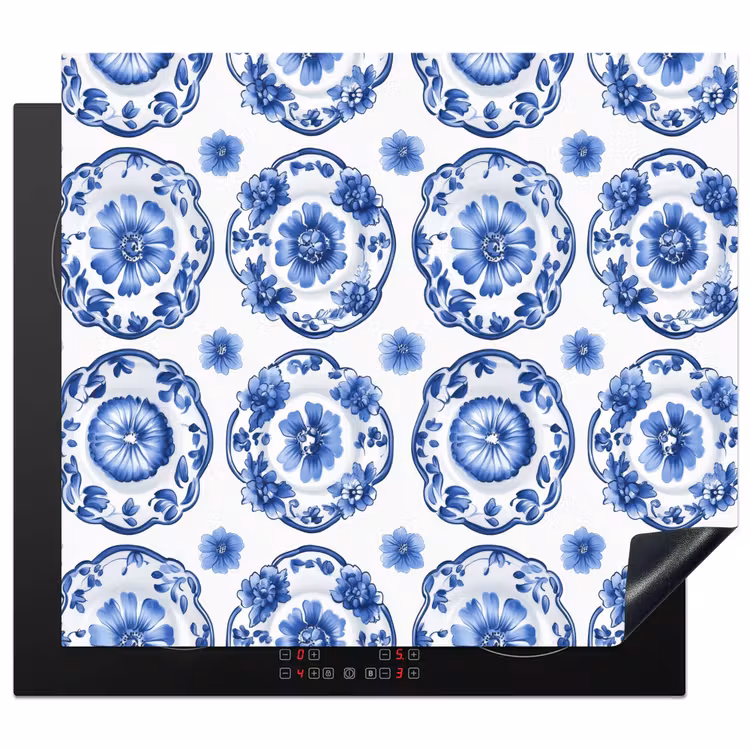 Inductie beschermer - Sierborden - Bloemen - Blauw — 1