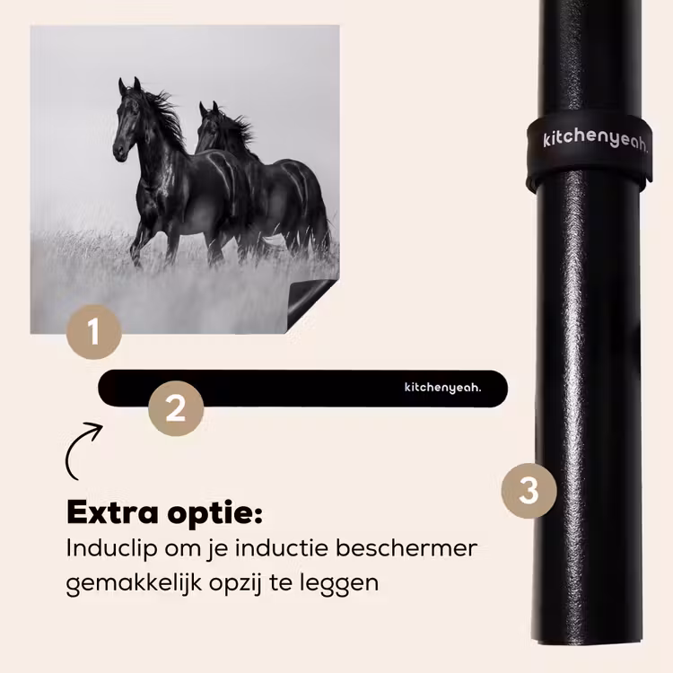 Inductie beschermer - Paarden - Gras - Zwart - Wit — 8