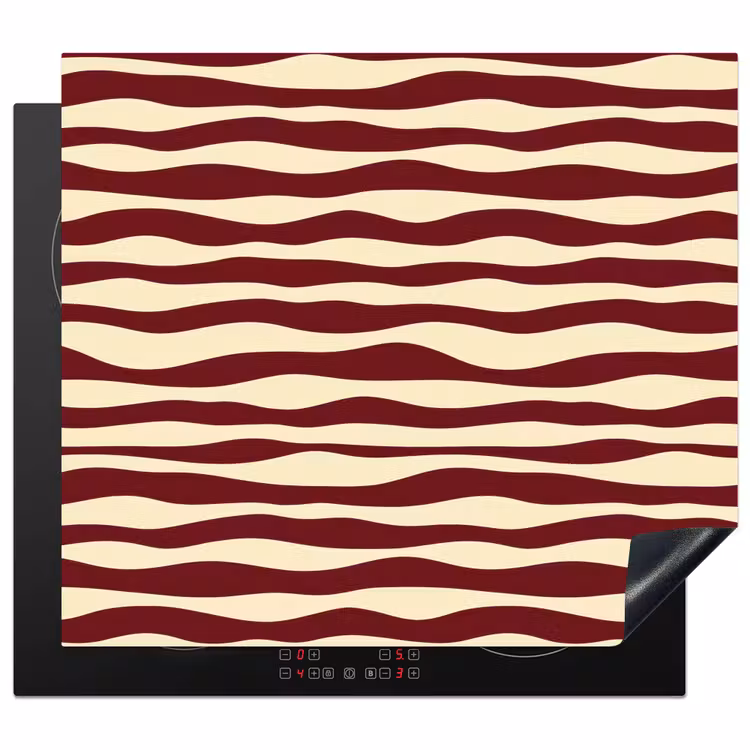 Inductie beschermer - Golven - Rood - Patroon - Crème — 1