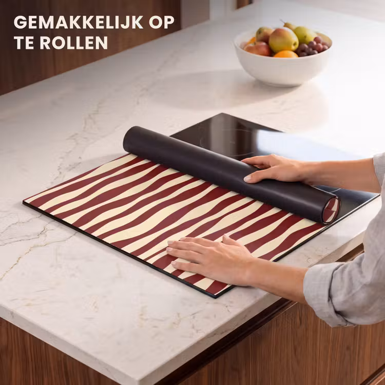 Inductie beschermer - Golven - Rood - Patroon - Crème — 7
