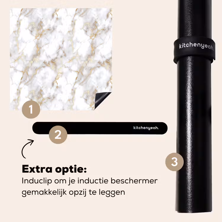 Inductie beschermer - Gouden aders - Marmer - Wit — 8