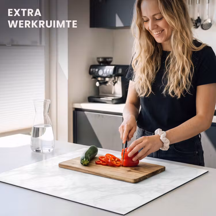 Inductie beschermer - Minimalistisch - Wit - Grijze aders — 5