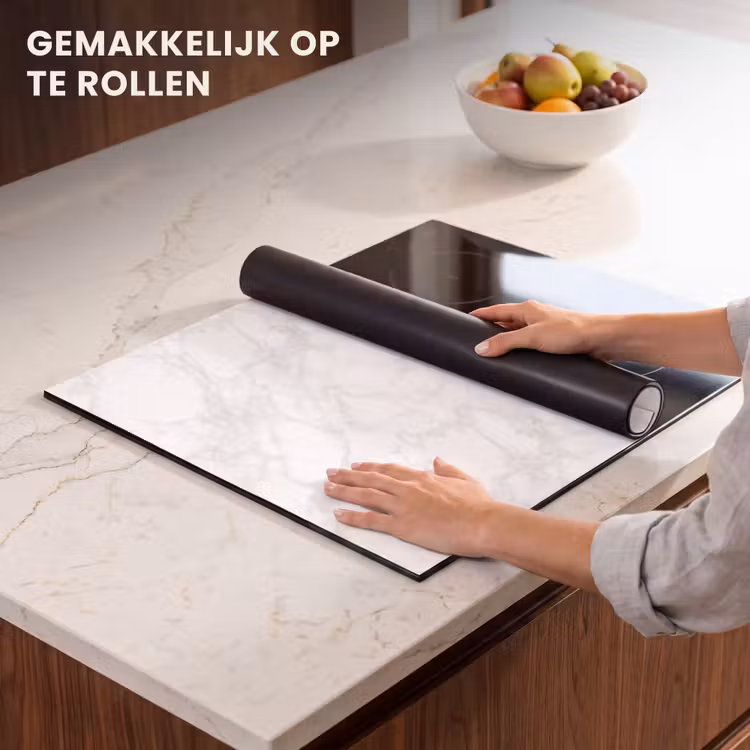 Inductie beschermer - Minimalistisch - Wit - Grijze aders — 7