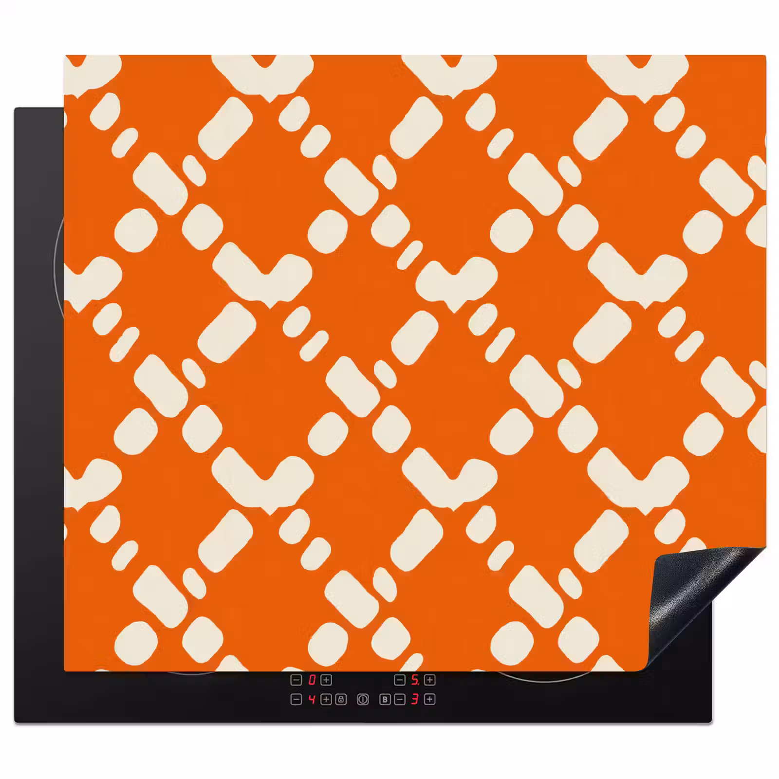 Inductie beschermer - Oranje - Ruitpatroon - Wit — 1