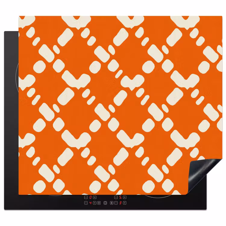 Inductie beschermer - Oranje - Ruitpatroon - Wit — 1