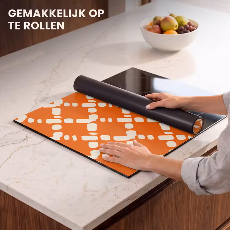 Inductie beschermer - Oranje - Ruitpatroon - Wit — 7